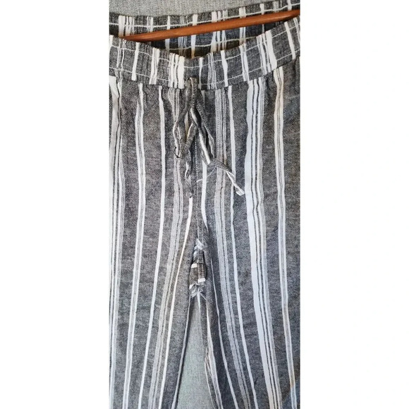 NWT Briggs Pants Women's Size XL Gray White Striped Wide Leg Pull On Linen Blend - Picture 11 of 11
